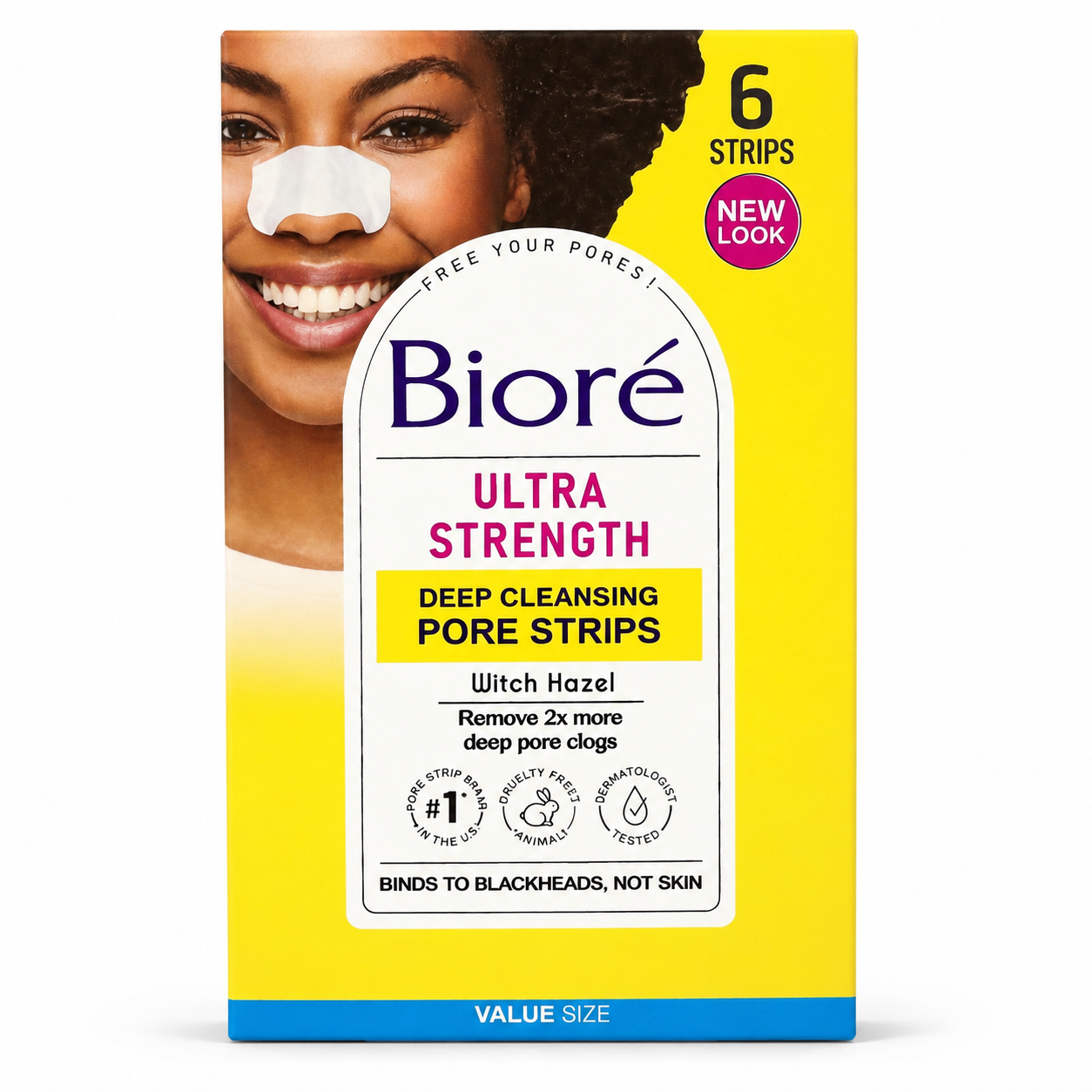چسب بینی بیور Bioré Ultra Strength مدل Deep Cleansing Pore Strips با عصاره Witch Hazel – بسته 6 عددی