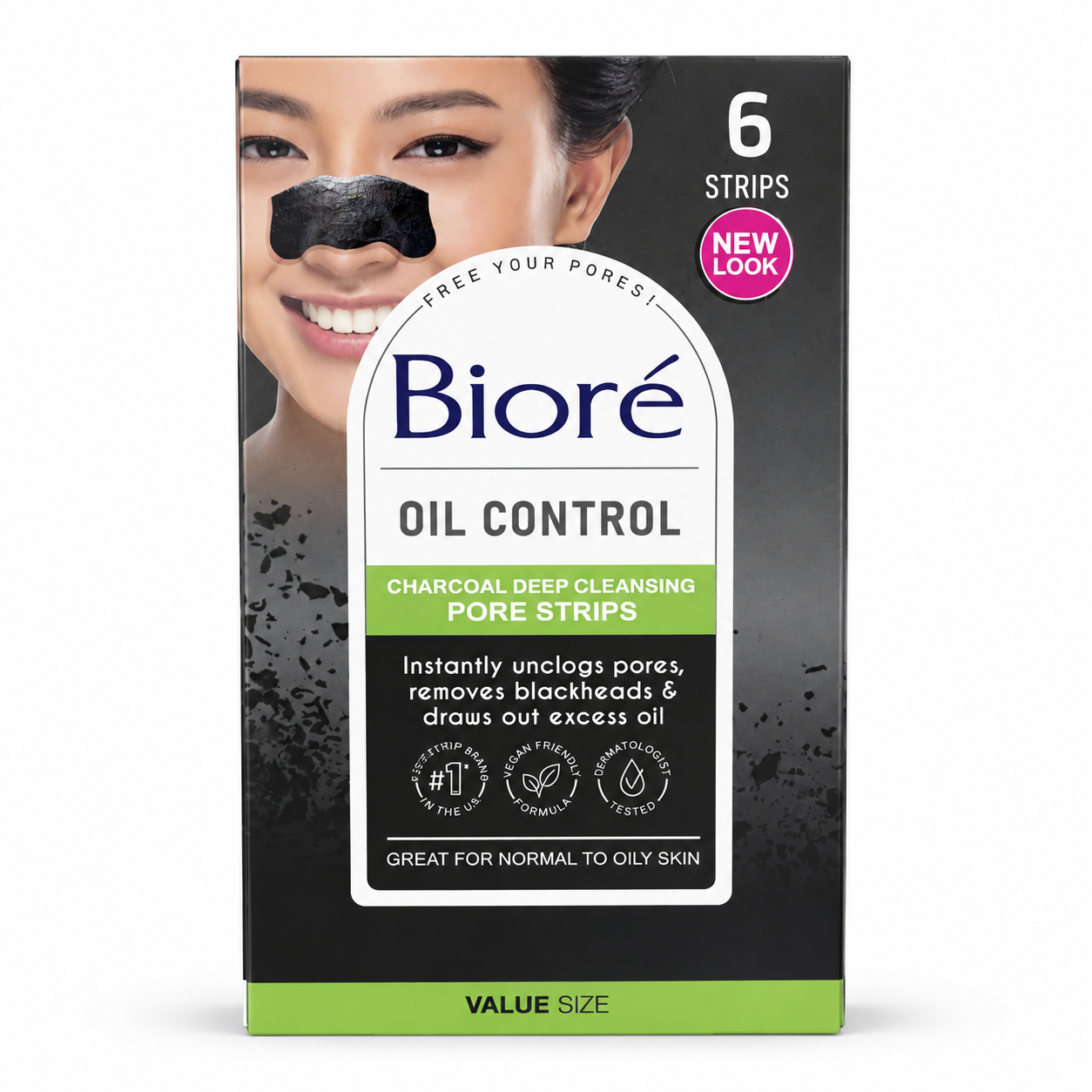 چسب بینی بیور Bioré Oil Control مدل Charcoal Deep Cleansing Pore Strips (زغالی کنترل چربی) – بسته 6 عددی