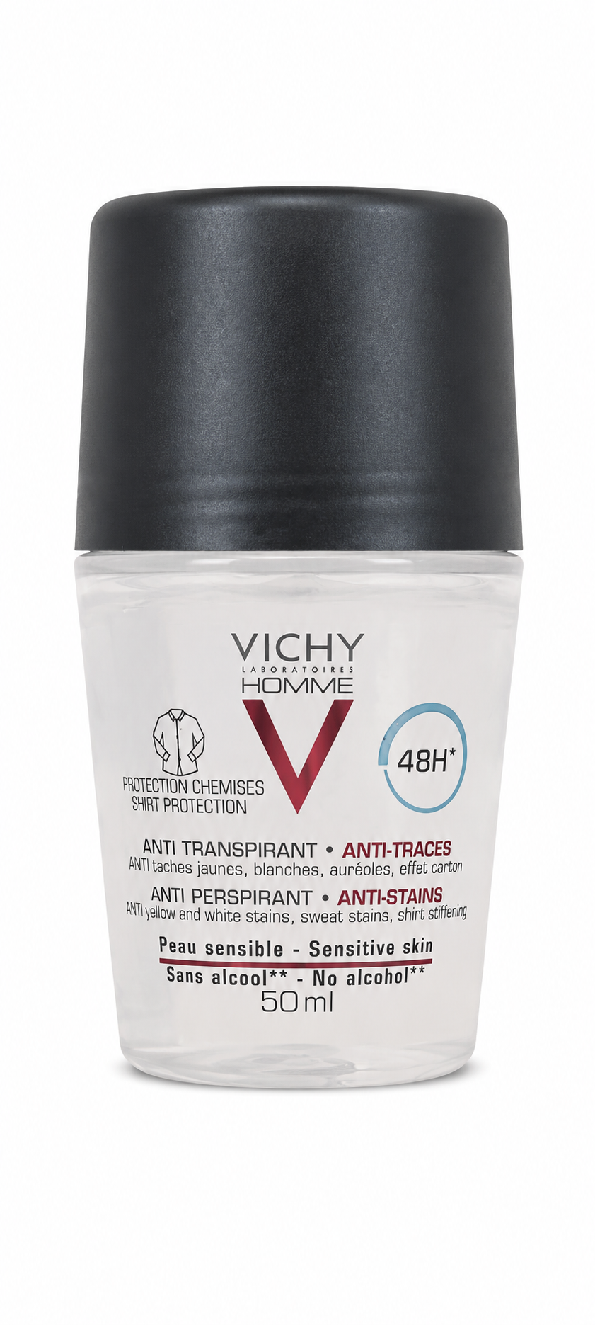 رول ضدتعریق مردانه ویشی مدل Anti-Perspirant 48H | ضد لک و سفیدک، مخصوص پوست حساس