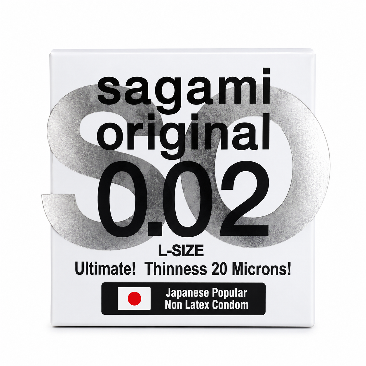 کاندوم ساگامی مدل Original 0.02 سایز بزرگ (L-Size) | نازک‌ترین کاندوم غیرلاتکس جهان