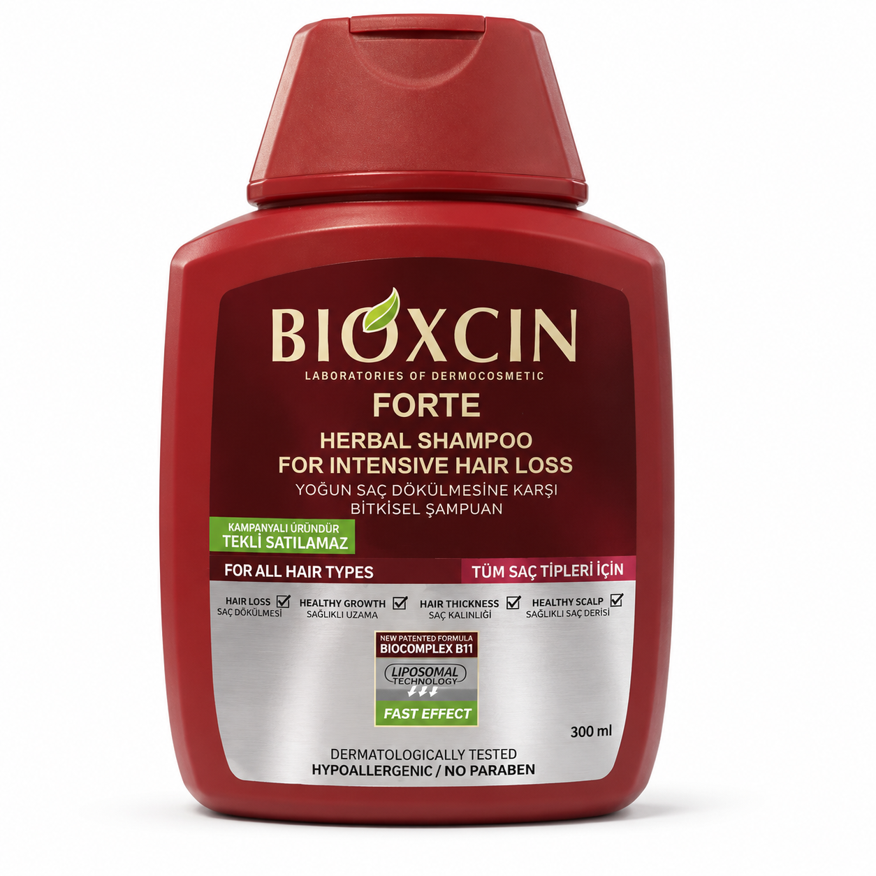 شامپو گیاهی ضدریزش مو بیوکسین فورت Bioxcin Forte حجم ۳۰۰ میلی‌لیتر